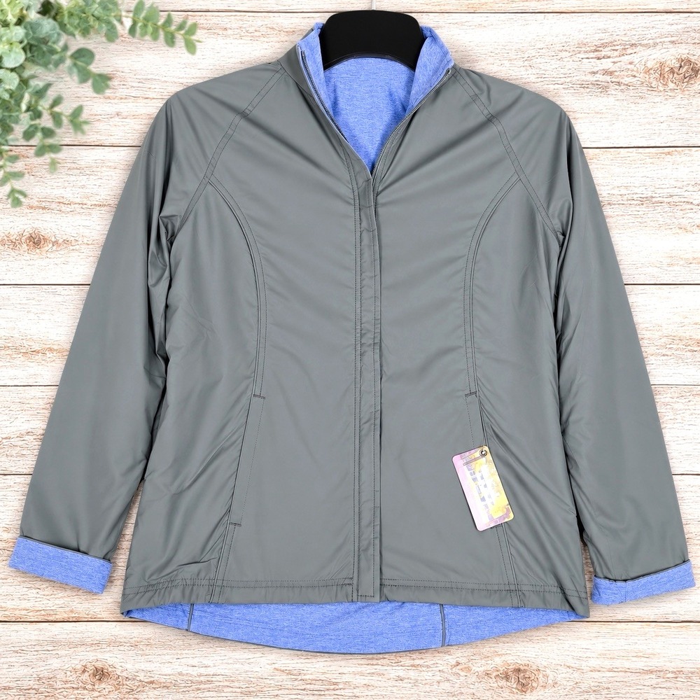 Magnolia Lane Tech Masters Reversible Jacket Golf Womens M Slate Gray Purple NWT